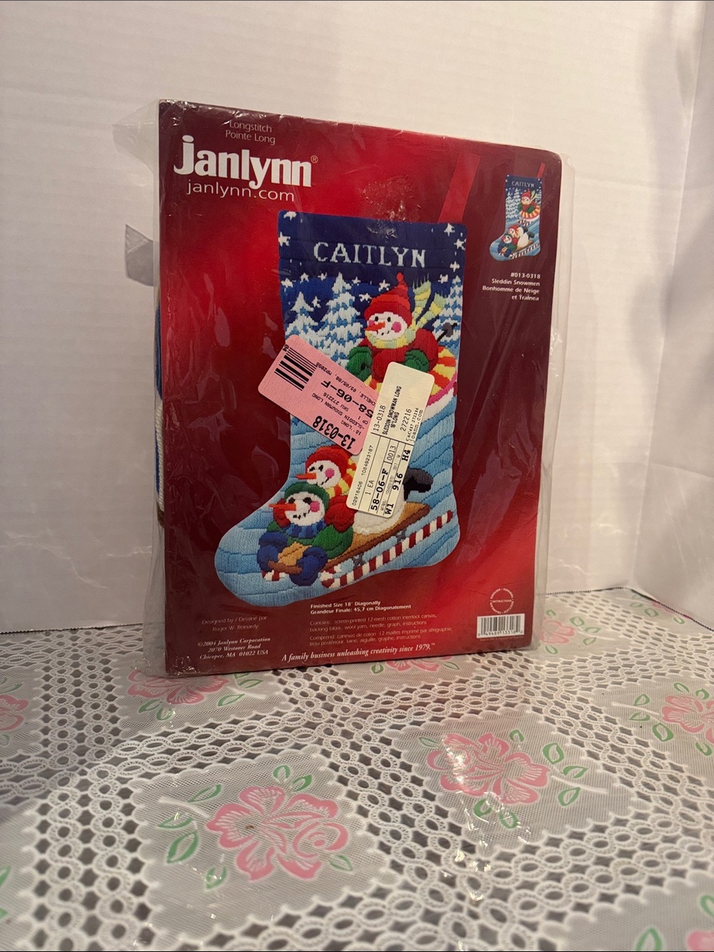 Janlynn Christmas Longstitch Needlepoint Stocking Kit, SLEDDIN SNOWMEN,Reinardy